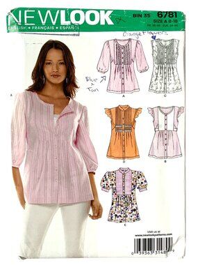 New Look Pattern 6781 Misses Tops and Tunic Empire Waist Button Down Front Uncut